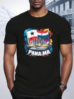 Unisex's Panama Flag & Cityscape Graphic T-Shirt - Vibrant Geometric Print Short Sleeve Tee S