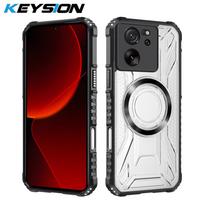 KEYSION Transparent Magnetic Case for Xiaomi 13T 5G 13T Pro 5G Silicone+PC Heavy Duty Shockproof Phone Cover for Redmi K60 Ultra for Xiaomi 13T juoda