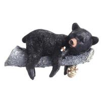Cute Black Bear Cub Garden Statue, Tree Branch Decor with Honeycomb & Bee Accents for Outdoor Yard, Fence or Indoor Wall 1pc