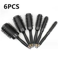 Professional 6pcs/set Black Boar Bristles Round Hair Comb Hairdressing Hair Curler Comb Anti-Static Barber Salon Styling Tools