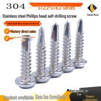 304 Stainless Steel Phillips Pan Head Self-Tapping Drill Tail Screw with Washer, ST3.5/ST4.2 3.5x25