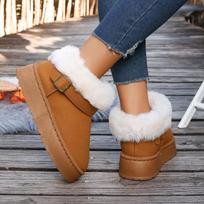 2025 Žiemos Mada Retro Laisvalaikio Sniego Batai Minkštu Padu Patogūs Batai Moteriški Šilti Neslystantys Stori Medvilniniai Pliušiniai Ankle Boots 36 ruda