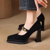 Elegant Women High Heels Shoes Sexy Pointed Toe Heeled Sandals Designer Summer 2025 Party Chunky Shoes Woman Pumps Mujer 35 juoda