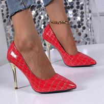 Sexy Women's Pointed Toe Pumps Spring New Thin High Heels 2025 New Party Shoes Women Stiletto Black Big Size 43 34 raudona