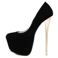 16cm Stiletas Moteriški Ploni Aukštakulniai Moteriški Vandeniui Atsparūs Striperių Suede Flock Siurbliai Moteriški Batai Dydis 45 34 juoda