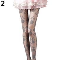 Fashion Rose Pattern Tight Lace Pantyhose Women Sexy See-through Stockings Tights Leggings pilka spalva