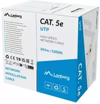 LANBERG LAN kabelis UTP CAT.5E 305M kietas CU LSZH Pilkas CPR + FLUKE PASSED