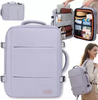 Adleris Kuprinės rankinis bagažas 40x20x30 nešiojamas kompiuteris, atsparus vandeniui USB RFID Camry CR 6881 šviesiai violetinė