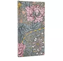 KNYGA paperblanks 2026 Morris Rožinė Honeysuckle (William Morris) Slim 12-month Horizontal Hardcover Flexi Dayplanner 2026 (Elastic Band Closure)
