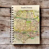 KNYGA Bookshop OS Map Wooden Lined Notebook - South Downs National Park