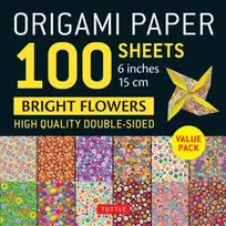 KNYGA Tuttle Tuttle Studio Origami Paper 100 Sheets Bright Flowers 6" (15 cm)