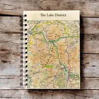 KNYGA Bookshop OS Map Wooden Lined Notebook - Lake District National Park