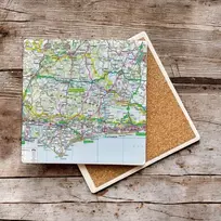 KNYGA Bookshop OS Map Ceramic Single Coaster - South Downs National Park