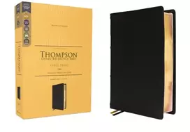 KNYGA Frank Charles Thompson KJV, Thompson Chain-Reference Bible, Large Print, Genuine Leather, Cowhide, Juodas, Raudona Letter, Comfort Print