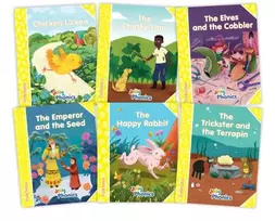 KNYGA Emily Guille Marrett Jolly Phonics Folktales Geltona Readers (Level 2) Complete Set (1-6)