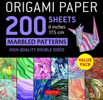 KNYGA Tuttle Publishing Origami Paper 200 sheets Marbled Patterns 6" (15 cm)