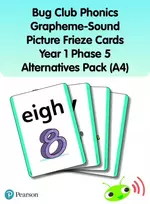 KNYGA Bookshop Bug Club Phonics Grapheme-Sound Picture Frieze Cards Year 1 Phase 5 alternatives (A4)