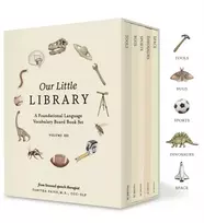 KNYGA Tabitha Paige Our Little Library Vol. 3, A Foundational Language Vocabulary Board Book Set for Babies, Including Bugs, Dinosaurs, Sports, Space, and Tools