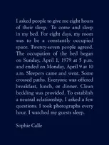 KNYGA Sophie Calle: The Sleepers