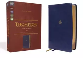 KNYGA Frank Charles Thompson NKJV, Thompson Chain-Reference Bible, Handy Size, Leathersoft, Navy, Raudona Letter, Comfort Print