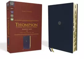 KNYGA Frank Charles Thompson NKJV, Thompson Chain-Reference Bible, Handy Size, Leathersoft, Navy, Raudona Letter, Thumb Indexed, Comfort Print