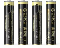 „Orico Ener-G EG7C“ ličio baterija 1,5 V 500 mWh AAA USB-C įkraunama baterija su įkrovimo laidu, 4 vnt.