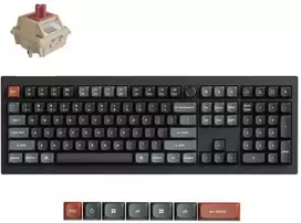 Keychron V6 Ultra Wireless (V6U-D1) – US išdėstymas – Hot-Swappable Silk POM Raudona – Juodas (Juoda) Mechaninė Belaidė Žaidimų Klaviatūra