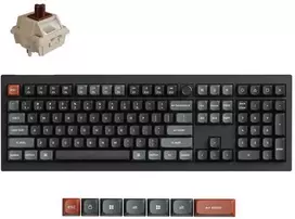 Klaviatūra žaidimams Keychron V6U Keychron Silk POM Switch Brown belaidė mechaninė su pašvietimu juoda-pilka