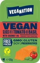Veganiškas sūris Veganation su pomidorais ir baziliku, riekelėmis, 125 g