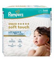 Kūdikių servetėlės PAMPERS Aqua Soft Touch, 3x60 vnt.