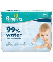 Kūdikių servetėlės PAMPERS Water, 3x60 vnt.