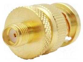 Adapter | BNC male,SMA female | Insulation: PTFE | 50Ω | brass | 4GHz