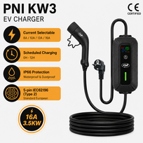 Nešiojamas vienfazis elektromobilio įkroviklis, 3.5kW, 16A, 2 tipas, ilgis 5m, Shuko, IP55, krepšys
