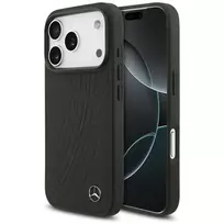 Mercedes Large Black Leather Laurel Leaf MagSafe Case for iPhone 17 Pro