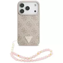 GUESS 4G Strap Triangle Logo phone case with MagSafe support for iPhone 17 Pro, pink