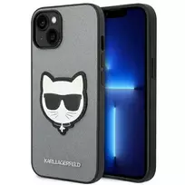 Karl Lagerfeld KLHCP14MSAPCHG iPhone 14 Plus 6.7" hard case, silver | Saffiano silver, Choupette Head Patch