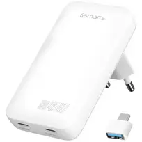 4smarts Wall Charger FlatPlug Slim Dual 45W GaN 2xUSB-C, white
