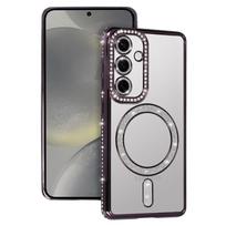Bling MagSafe dėklas telefonui Samsung Galaxy S25 FE violetinis