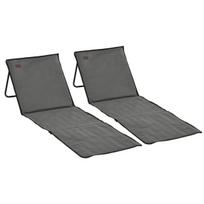 Paplūdimio gultas, komplektas 2 vnt., iki 110 kg, sulankstomas, reguliuojamas, pilkas 142x51x40cm