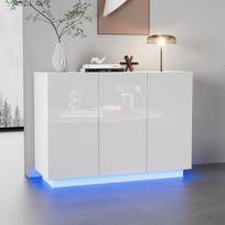 Baltas spintas, LED apšvietimas, Bluetooth, 120x40x75 cm
