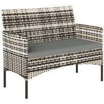Lauko sofa 2 vietų rotangas 115x63x85 cm šviesiai pilka plieno rėmas