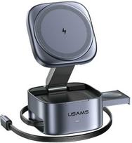 Belaidis įkroviklis 3in1 Usams CD257 Qi2 tarnish