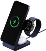Belaidis įkroviklis Energea MagTrio 2 3-in-1 Qi2 25W foldable mėlynos spalvos
