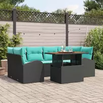 Lauko baldų komplektas Sodo Sofų Rinkinys su saugykla 7 pcs Juoda Poli ratanas