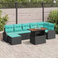 Lauko baldų komplektas Sodo Sofų Rinkinys 8 pcs Juoda Poli ratanas