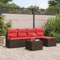 Lauko baldų komplektas Sodo Sofų Rinkinys su pagalve 6 pcs Ruda poliratanas