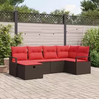 Lauko baldų komplektas Sodo Sofų Rinkinys su pagalve 6 pcs Ruda poliratanas