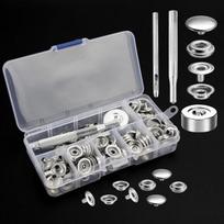 100 Presavimo Knopkių 15mm, Sidabrinės Metalo, Be Siuvimo