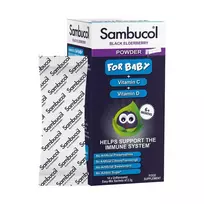 Sambucol Baby Powder, Black Elderberry, Vitamin C  AND  D, Supports the Immune System, Vitamins, 14 pcs, 2.2 g