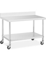 Metalinis gastronominis stalas ant ratų su lentyna ir ratlankiu PLIENAS 70 x 120 cm